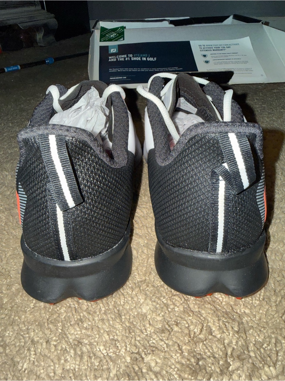 Brand new FootJoy Men's White Black Golf Shoes with Coral Accent - Picture 6 of 8